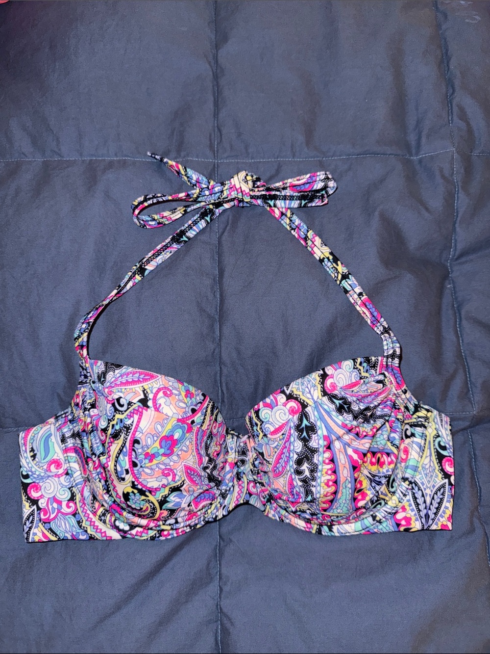 Victoria's Secret Multicolor Paisley Bikini Top - Pink, Blue, Black